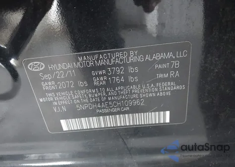 2012 Hyundai Elantra Gls from USA, damaged, VIN 5NPDH4AE5CH109962